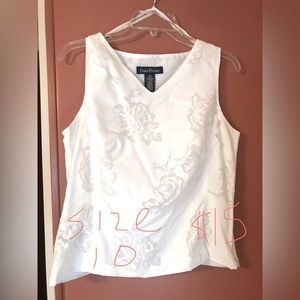 White sleeveless top